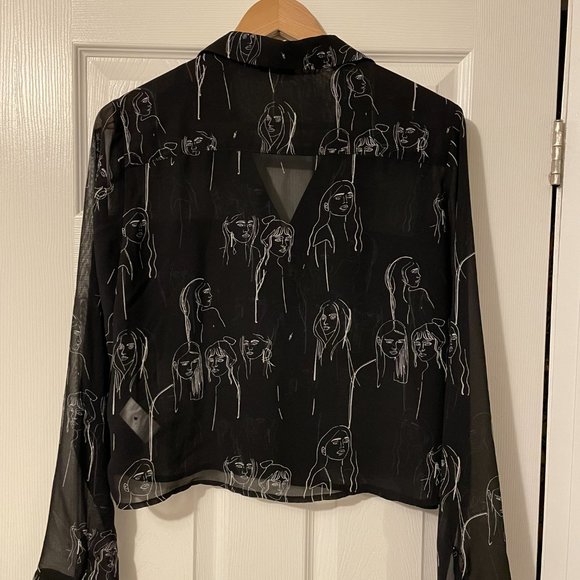 Simons - black/white  blouse - size large - NEW - Picture 5 of 7